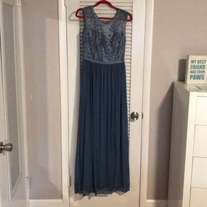Steel blue bridesmaids dress
